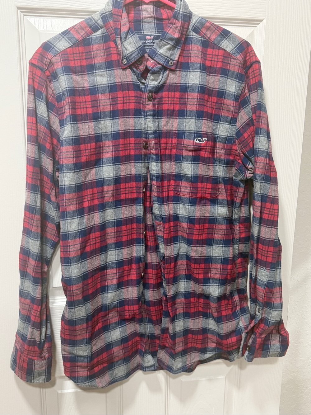 Vineyard Vines Red and Blue Plaid Button-Down Shirt
